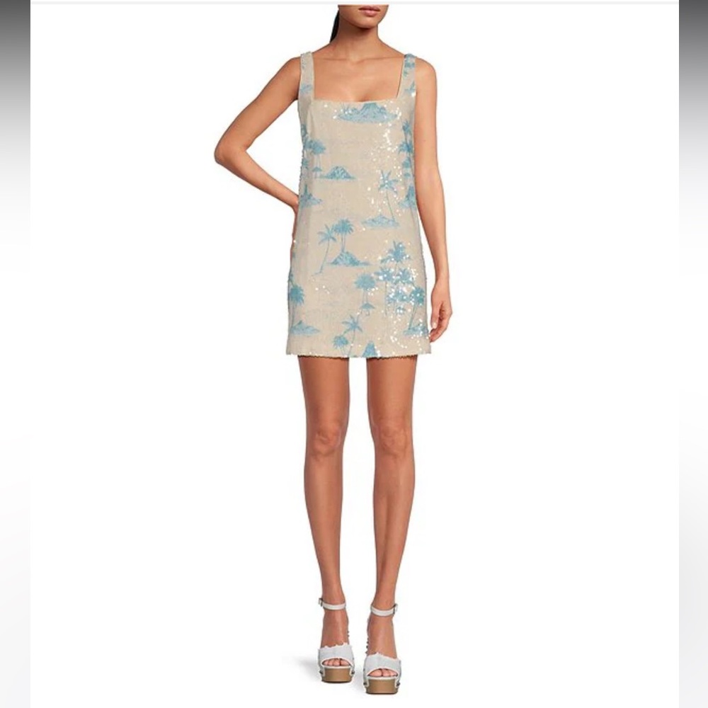 Gianni Bini Sequin Mini Dress White with Blue